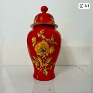 Red Floral Decorative Jar